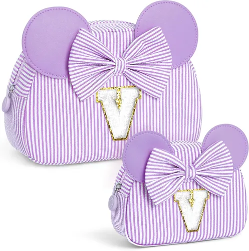 Miniatura 26 de Regalos de Navidad para niñas, bolsa de maquillaje con inicial, bolsas de cosméticos, bolsa de maquillaje de viaje, regalos de cumpleaños Azul