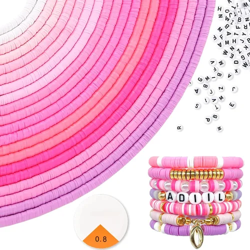ADIIL Kit de Fabricación de Pulseras con 7200 Piezas de Cuentas de Arcilla, Cuentas Heishi de Polímero de 6mm para Hacer Joyas, Kit de Pulseras de