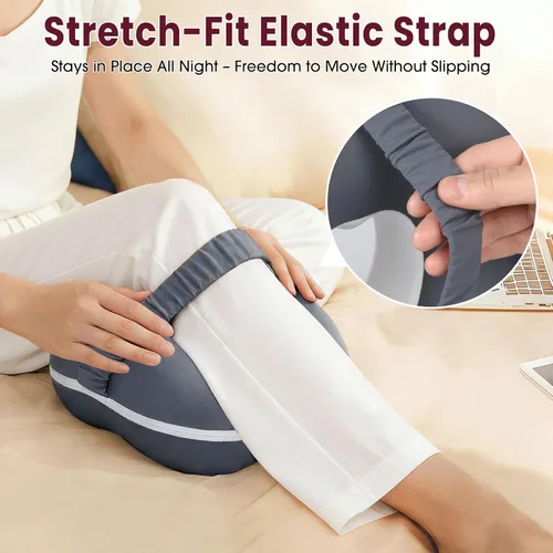 Miniatura 3 de Almohada de rodilla de espuma viscoelástica para dormir de lado, almohada de apoyo con diseño de recorte de corazón y correa ajustable, almohada