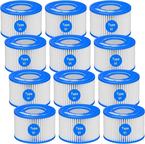 Paquete de 12 cartuchos de filtro para bañera de hidromasaje tipo VI compatibles con Bestway, Lay-Z-Spa, Coleman SaluSpa 90352E, 58323E, 58323 bomba
