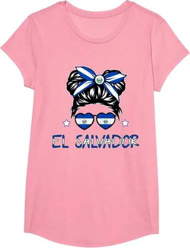 Miniatura 56 de Camiseta de El Salvador para Niñas Bandera Patrimonio Hispano Salvadoreño