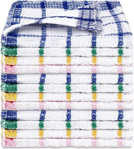 Boao 12 paños de cocina de algodón, 4 colores, cuadrados, 12 x 12 pulgadas, absorbentes, reutilizables, lavables a máquina, suministros de cocina