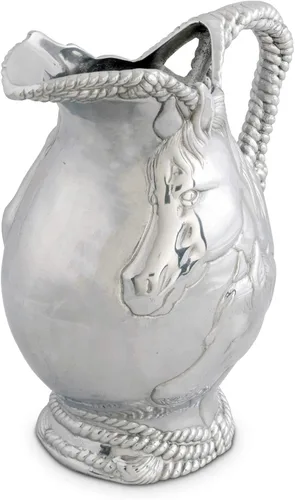 Miniatura 3 de Arthur Court Jarra de agua de aluminio para caballo y cuerda, de metal, para agua caliente/fría, té helado y bebidas de jugo, 10 pulgadas de alto
