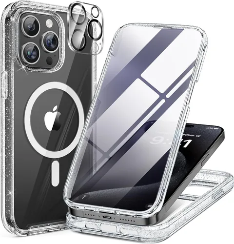 Miniatura 30 de Miracase Funda para iPhone 13 de 6.1 pulgadas, [sin burbujas] funda de teléfono de cuerpo completo con pantalla de vidrio completa integrada, sin