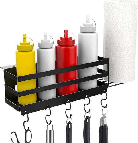 Miniatura 9 de Organizador de parrilla de acero inoxidable con tira magnética para utensilios de barbacoa para parrillas Blackstone de 28"/36", con una llave