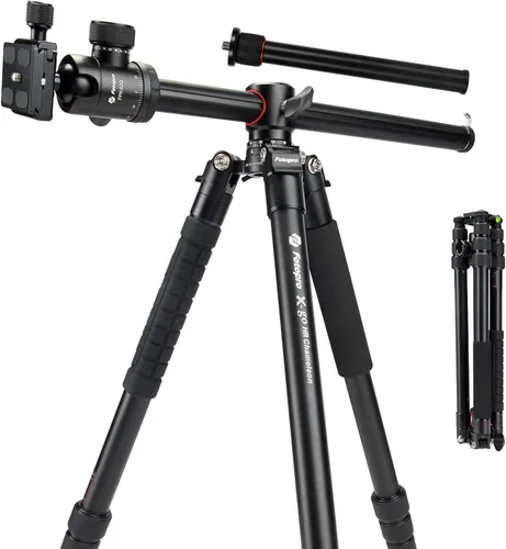 Miniatura 9 de Fotopro Trípode horizontal de fibra de carbono, 62.6 pulgadas, trípode de cámara 2 en 1, monopie con cabezal de bola de 360 grados, placa