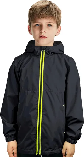 Miniatura 3 de UMMTOM Chubasqueros para niños, ligeros, impermeables, con capucha, de forro polar, rompevientos para niños