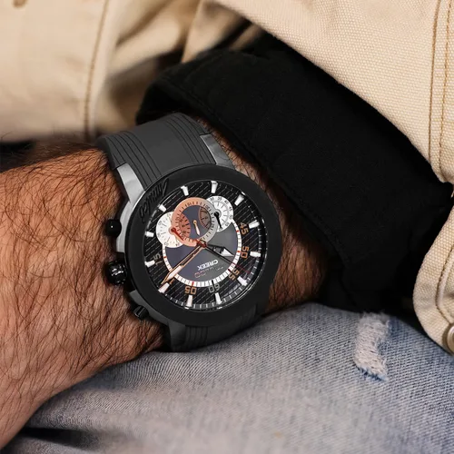 Miniatura 38 de MULCO Relojes para hombre - Creek, caja de acero inoxidable con correa de silicona para la muñeca, movimiento multifuncional de cuarzo, pantalla