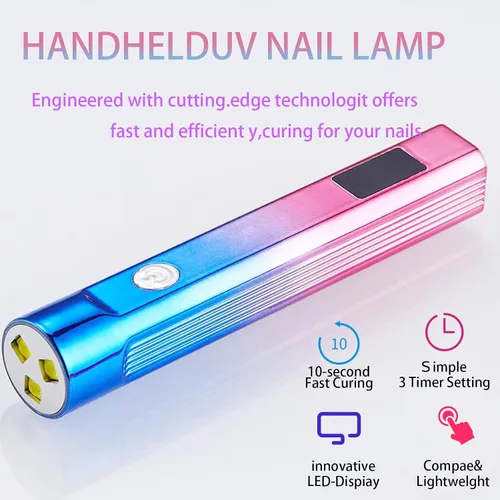 Miniatura 2 de MIOBLUE Lámpara de uñas LED UV de mano, secadora de uñas UV de 3 temporizadores para esmalte de gel, luz de uñas USB recargable inalámbrica, secado