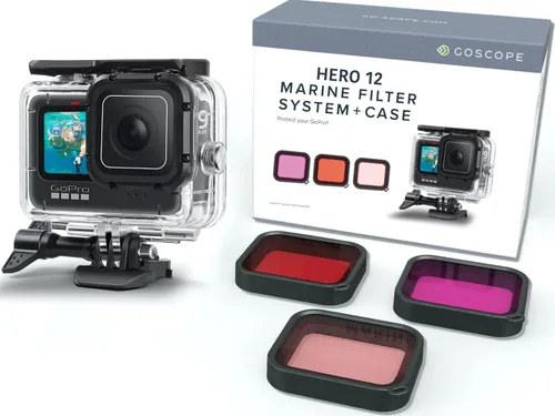 GoPro HERO13 Filtro rojo: incluye carcasa submarina de 196.9 ft y 3 filtros, vidrio de hierro con corte láser (claridad superior), compatible con
