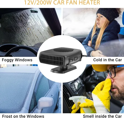 Miniatura 6 de Calentador de automóvil, descongelador de parabrisas portátil de 12 V 200 W, 2 en 1 con modos de calefacción y refrigeración, calentadores