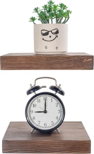 Miniatura 38 de BGMG Estantes flotantes de madera de 12 pulgadas, estantes flotantes negros, estantes de pared de madera maciza para baño, sala de estar