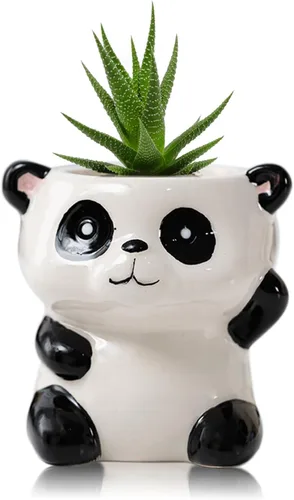 Miniatura 18 de DIYOMR Bonita maceta de animales, mini maceta de cerámica con forma de animal de dibujos animados para suculentas, soporte para plantas de aire