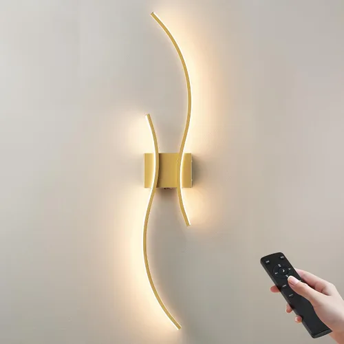 Miniatura 19 de KARTOOSH Aplique de pared a pilas con control remoto, colores continuos 3000K-6000K y atenuación, luz de pared LED inalámbrica dorada para sala