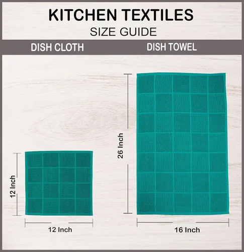 Miniatura 7 de AMOUR INFINI Paquete de 4 Toallas de Cocina Absorbentes, de Secado Rápido de Algodón Terry Premium Paños de Cocina con Asa para Colgar 16 x 28 Caja
