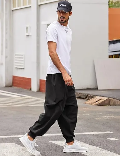 Miniatura 3 de COOFANDY Pantalones de harén hippie para hombre, holgados, de lino, algodón, pantalones de yoga, pantalones de playa de verano, pantalones casuales
