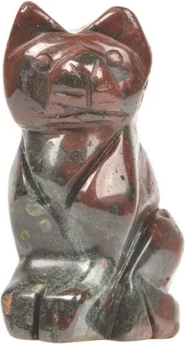 Miniatura 17 de Justinstones Estatua de gato guardián de piedra de sangre africana, decoración del hogar, reiki chakras curativos, cristal de escritorio, decoración