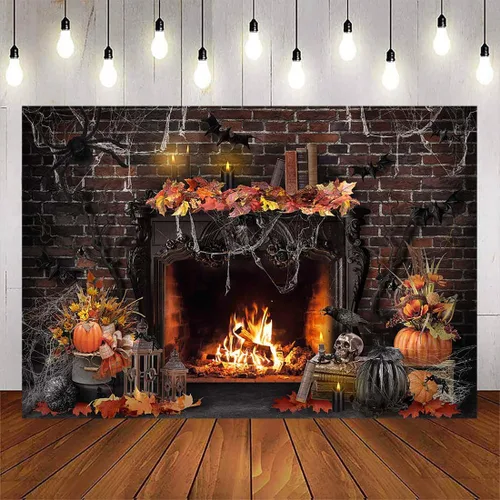 Avezano Telón de fondo gótico para fotografía de chimenea de Halloween, fiesta de Halloween, decoración de fiesta de Halloween, accesorios de sesión