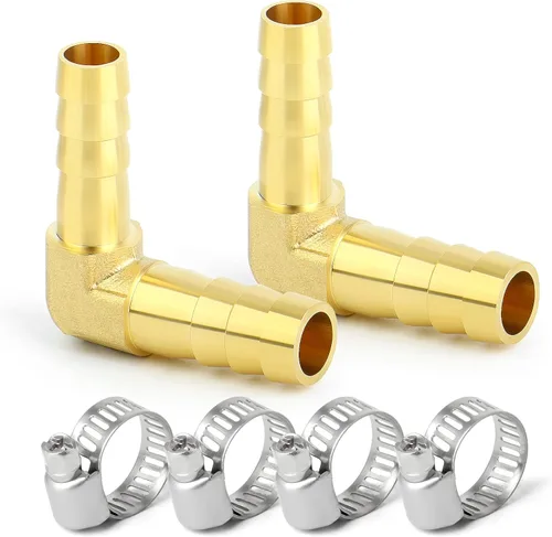 Miniatura 23 de GASHER 20 Piezas Reductor de Púas de Manguera de Latón, 1/2 Pulgada a 1/2 Pulgada (12.7mm) ID de Manguera con 40 Abrazaderas de Manguera, Reductor