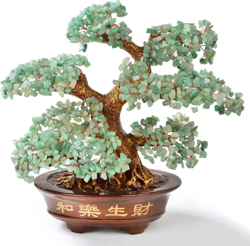 KALIFANO Premium árbol de piedras preciosas – Bonsai Feng Shui Money Tree con propiedades curativas Aventurina