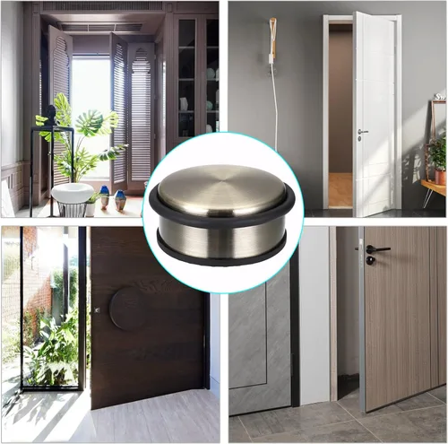 Miniatura 7 de Sumnacon - Tope de puerta resistente para piso, sin necesidad de taladro, de acero inoxidable duradero, con tapón de goma antideslizante - Tope