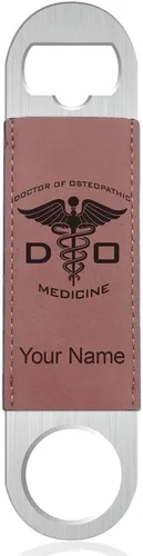 Miniatura 11 de LaserGram Abrebotellas, DO Doctor en Medicina Osteopática, grabado personalizado incluido (cuero sintético, negro y dorado)