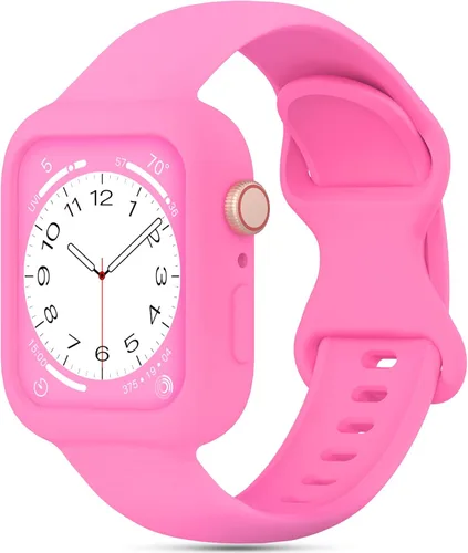 Miniatura 41 de Keebowz Funda Protectora de Silicona Compatible con Apple Watch de 38mm 40mm 41mm 42mm 44mm 45mm 46mm 49mm, Mujeres y Hombres, Correa Deportiva