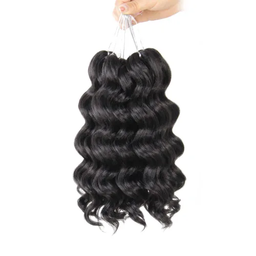 Miniatura 36 de Pelo de onda marina con trenzas de ganchillo, 6 pulgadas, 8 paquetes, trenzas rizadas suaves y profundas, extensiones de pelo sintético ondulado