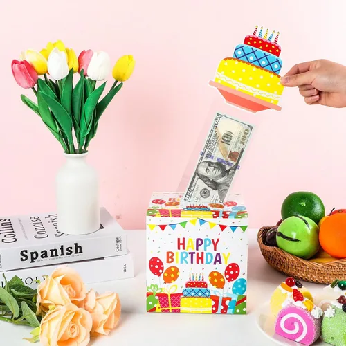 Miniatura 4 de Chiazllta Regalo de Caja de Dinero de Feliz Cumpleaños con Tarjeta - Kit Colorido de Caja de Extracción de Dinero para Fiesta