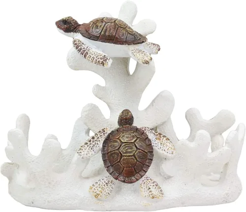 Miniatura 6 de Ebros - Juego de 2 saleros y pimenteros náuticos de arrecife de coral blanco con 2 tortugas marinas y pimenteros, escultura decorativa como centro