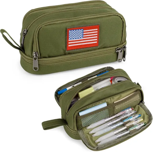 Miniatura 11 de ATRIPACK Estuche Táctico de 4 Compartimentos para Lápices para Niños, Bolsa de Lona Grande para Bolígrafos, Estuche de Gran Capacidad, Bolsa