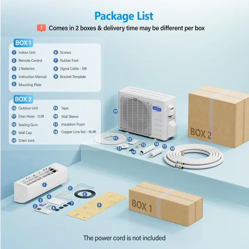 Miniatura 5 de ROVSUN Mini sistema de calefacción y aire acondicionado dividido de 18000 BTU con inversor, 20 SEER2 de ahorro de energía de 230 V sin conductos
