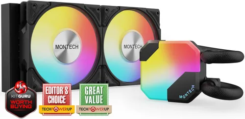 Miniatura 43 de MONTECH HyperFlow Digital 240 - Enfriador líquido de CPU, AIO de 9.449 in con bomba de 3100 RPM, 2 ventiladores E28 ARGB de 4.724 in, pantalla
