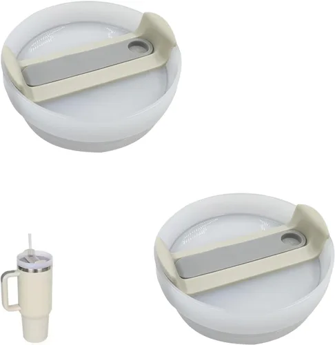 Miniatura 13 de Paquete de 2 tapas para vaso de 40 onzas compatibles con Stanley Quencher, cubiertas de vaso de acero inoxidable a prueba de derrames y resistentes