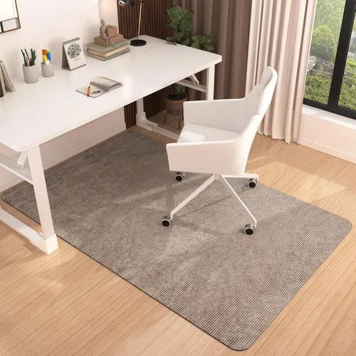 Placoot Tapete de pana para silla de oficina, 35 x 55 pulgadas, color marrón claro, base de goma antideslizante para suelos duros, tapete de