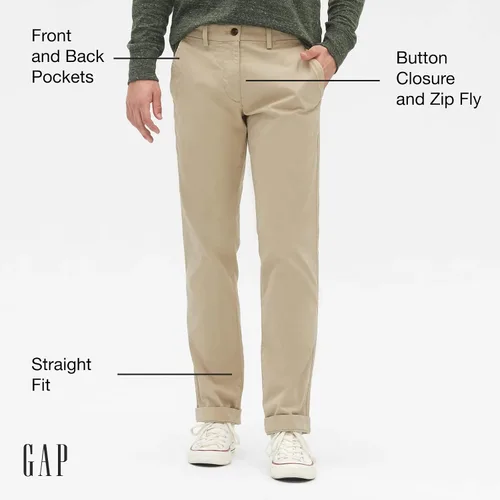 Miniatura 2 de Gap Pantalones chinos caqui Essential Straight Fit para hombre Palomino Brown Global
