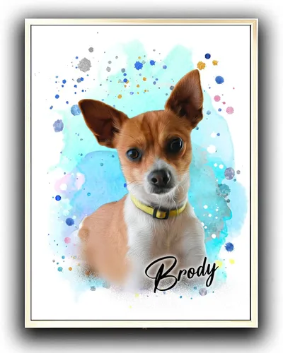 Miniatura 2 de Pintura de acuarela personalizada con retrato de perro y gato, impresiones en lienzo enmarcadas con tus fotos, arte de pared para decoración