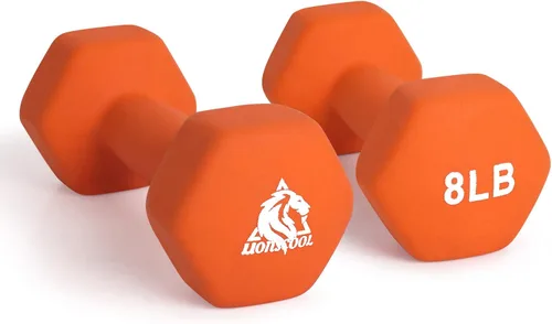Miniatura 8 de LIONSCOOL Juego de 2 mancuernas con revestimiento de neopreno, mancuernas hexagonales antideslizantes y que no se ruedan en par para entrenamiento