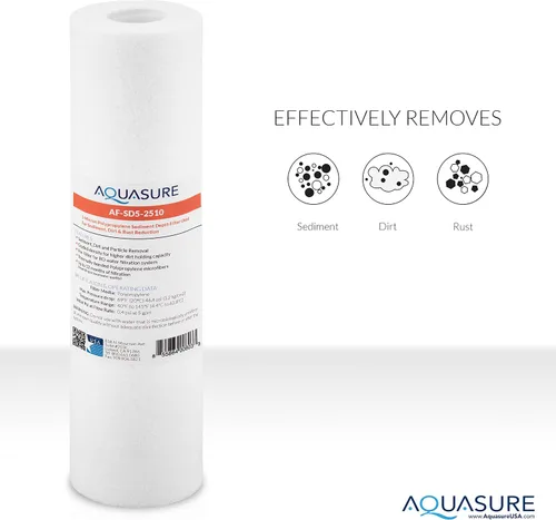 Miniatura 4 de Aquasure Pioneer Series - Filtro de repuesto de 5 micrones para ósmosis inversa y filtro de agua debajo del fregadero, 10 x 2.5 pulgadas