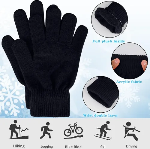 Miniatura 2 de 16 pares de guantes de invierno para hombres y mujeres, guantes de punto elásticos cálidos para adultos, paquete a granel