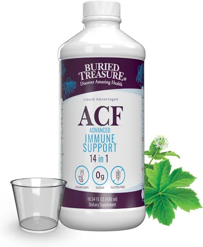 Buried Treasure ACF - Apoyo inmunológico - 16 onzas, 16 porciones, vitamina C, saúco, zinc, refuerzo inmunológico líquido con vitaminas y minerales