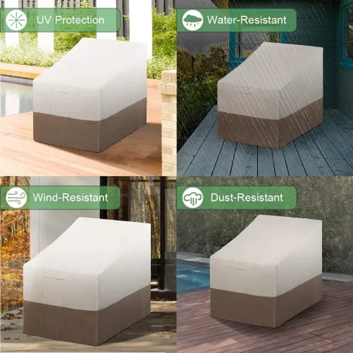 Miniatura 5 de PHI VILLA Juego de 2 fundas para sillas de patio, fundas para muebles de exterior, impermeables y resistentes, para asientos profundos