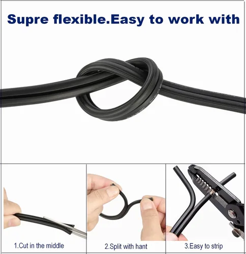 Miniatura 4 de TUOFENG Cable de paisaje de bajo voltaje de calibre 12/2, cable de iluminación exterior de 100 pies, cable de iluminación exterior de 12 AWG, 2