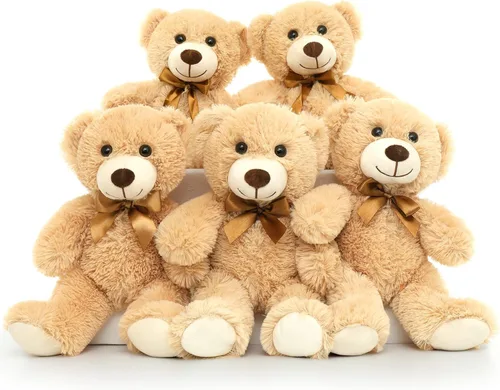Tezituor Oso de peluche a granel, 5 paquetes, 14 pulgadas, pequeño oso de peluche a granel, centro de mesa de osos de peluche para baby shower, osos