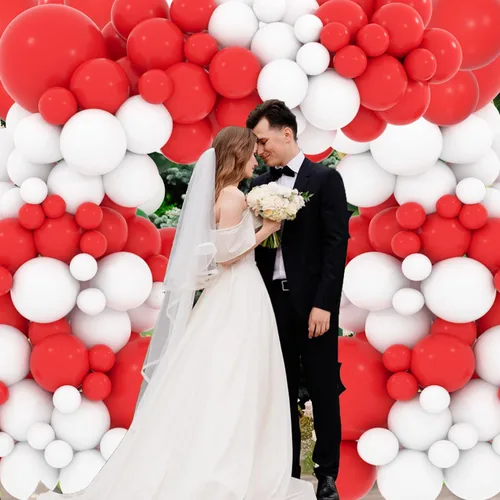 Miniatura 7 de Kit de arco de globos rojos y blancos, guirnalda de arco de globos rojos y blancos, 112 piezas para bodas, despedidas de soltera, cumpleaños