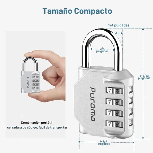 Miniatura 2 de Puroma Paquete de 2 candados de combinación para casillero de 4 dígitos al aire libre impermeable para escuela, gimnasio, deportes, valla, caja
