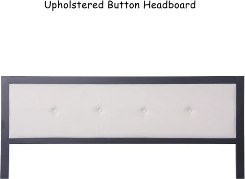 Miniatura 6 de LUCKYERMORE Base de cama de plataforma Queen de 12 pulgadas con cabecera beige, marco de cama de metal resistente con almacenamiento debajo