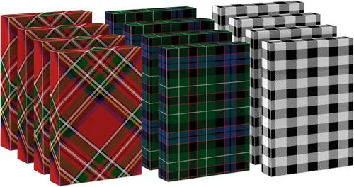 Miniatura 6 de Hallmark Cajas de Regalo de Navidad Medianas con Tapas (12 Cajas para Camisas, 4 Diseños: Árboles, Rayas, Muñecos de Nieve, Acebo) para Navidad