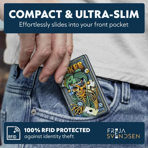 Miniatura 59 de Cartera de aluminio impresa 2.5D para hombres: clip delgado para dinero y tarjetero con barniz selectivo táctil. Bloqueo RFID mejorado, compacto