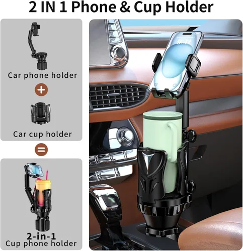 Miniatura 2 de Soportes para teléfono para tu automóvil, expansor ajustable para portavasos del coche con agarre de goma, sujeción segura, uso en múltiples